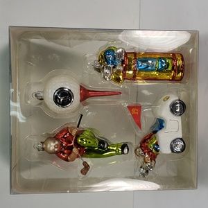 DEPARTMENT 56 TINY TRIMMINGS SET OF 4 XMAS GOLF MINI GLASS ORNAMENTS